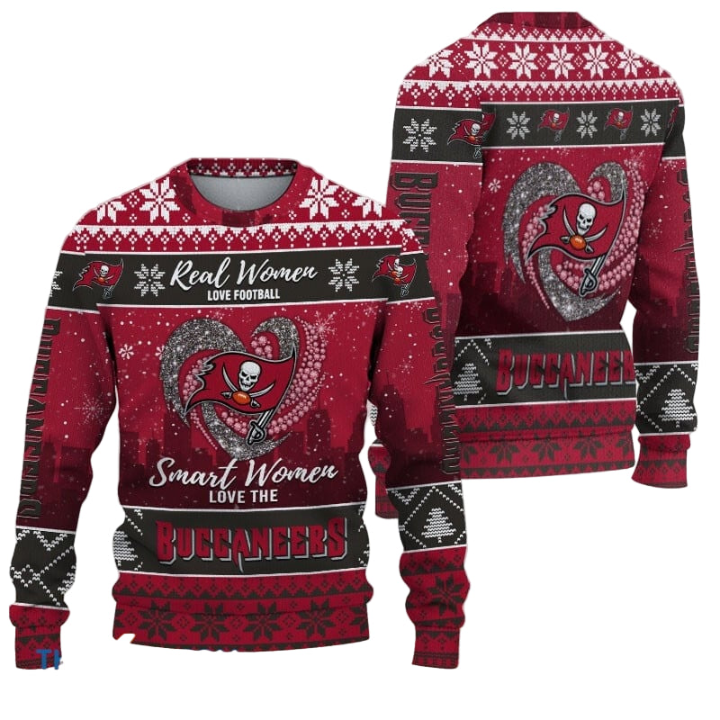 Ugly Christmas Sweater Tampa-Bay-Buccaneers, Grinch Christmas Tampa-Bay-Buccaneers In Heart Snowflakes City Shadow Black Red