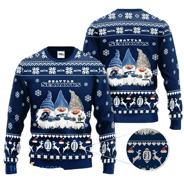 Ugly Christmas Sweater Seattle-Seahawks, Drawfs Blue/White