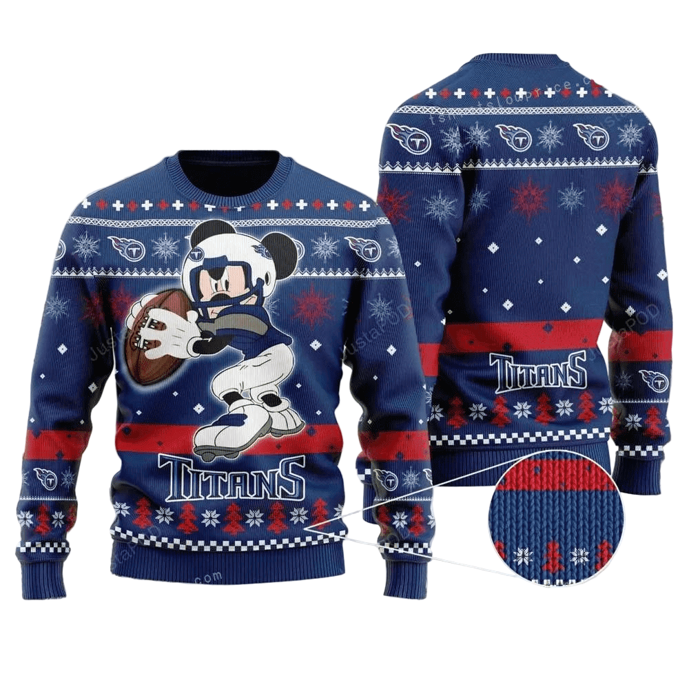Ugly Christmas Sweater Tennessee-Titans, Graphic Mouse Red/Blue