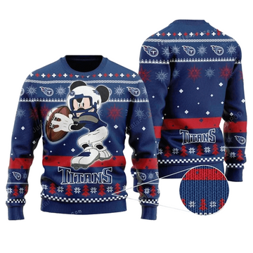 Ugly Christmas Sweater Tennessee-Titans, Graphic Mouse Red/Blue