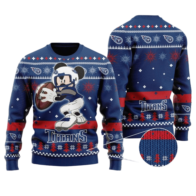 Ugly Christmas Sweater Tennessee-Titans, Graphics Mouse Navy Blue/Red