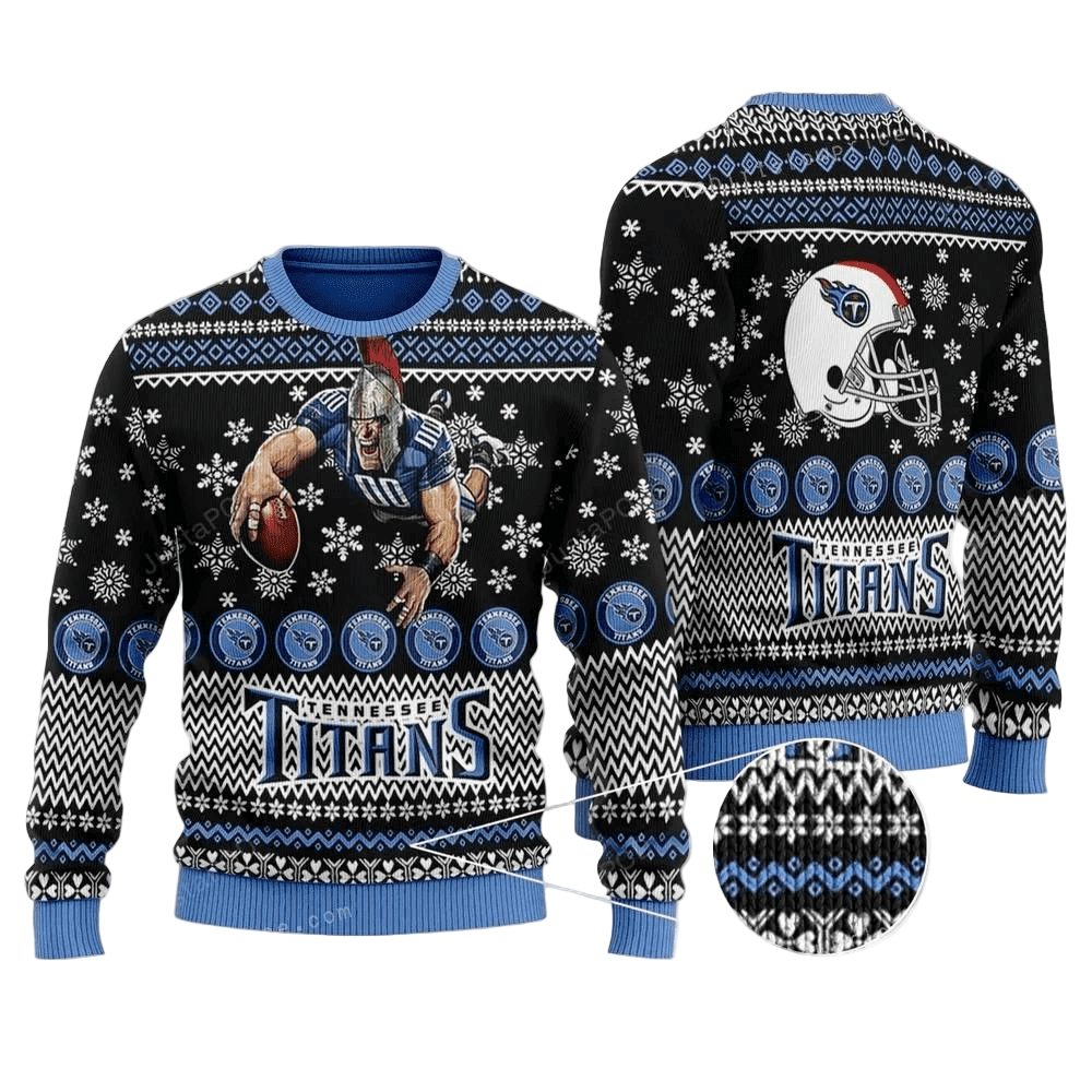 Ugly Christmas Sweater Tennessee-Titans, Titan Up! Black/Blue/White