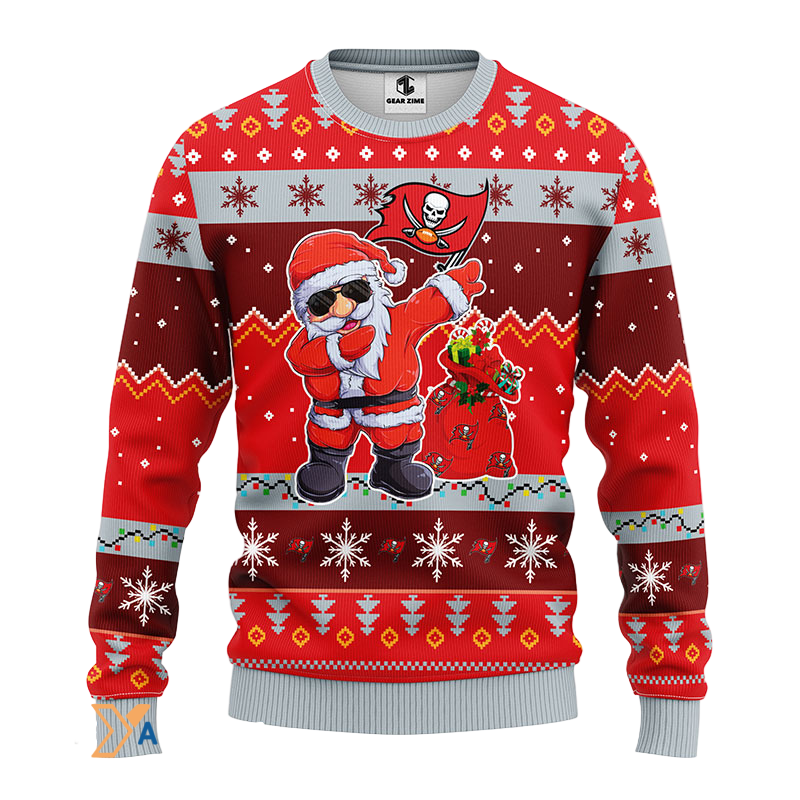 Ugly Christmas Sweater Tampa-Bay-Buccaneers, Santa Claus Red/Grey