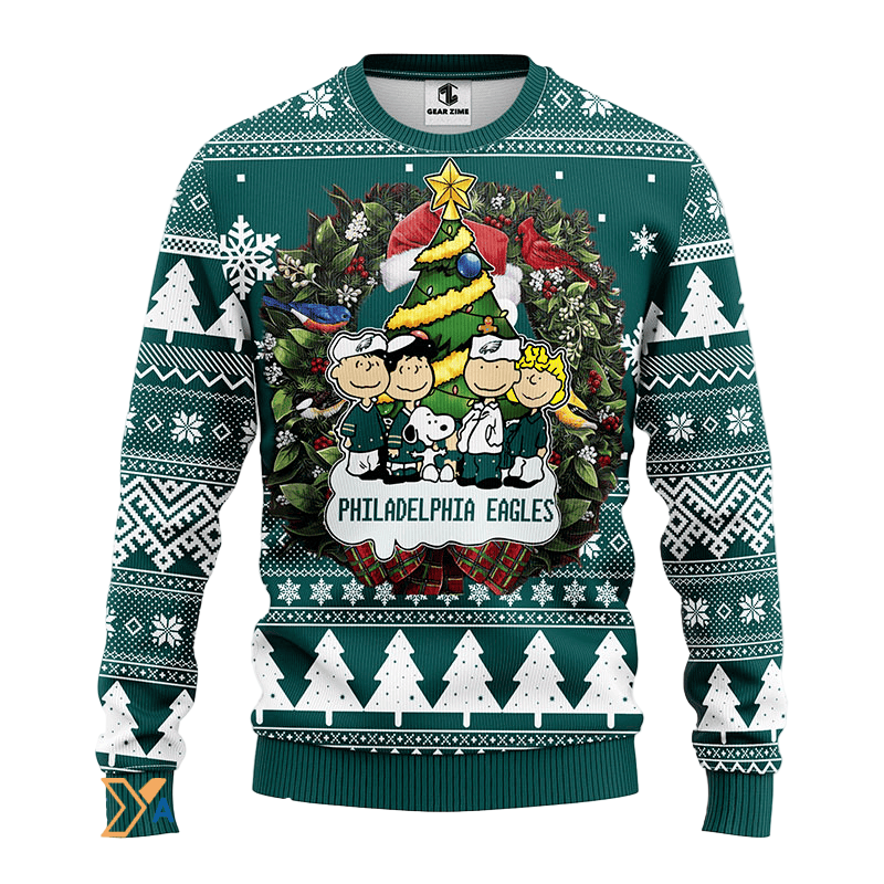 Ugly Christmas Sweater Philadelphia-Eagles, Graphics Dog Green/White
