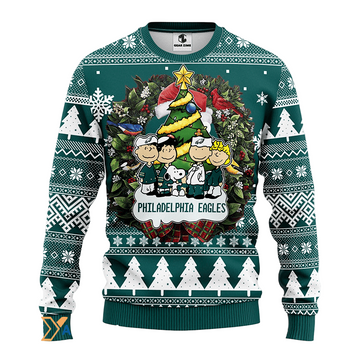 Ugly Christmas Sweater Philadelphia-Eagles, Graphics Dog Green/White