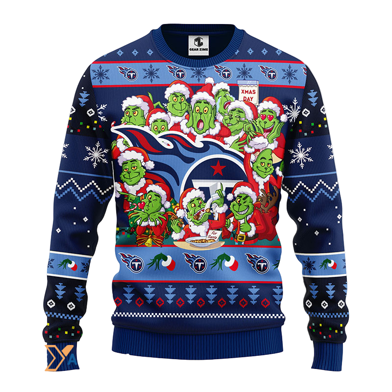 Ugly Christmas Sweater Tennessee-Titans, 12 Grinch Dark Blue/Blue