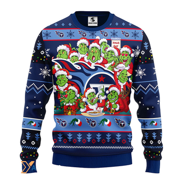 Ugly Christmas Sweater Tennessee-Titans, 12 Grinch Dark Blue/Blue