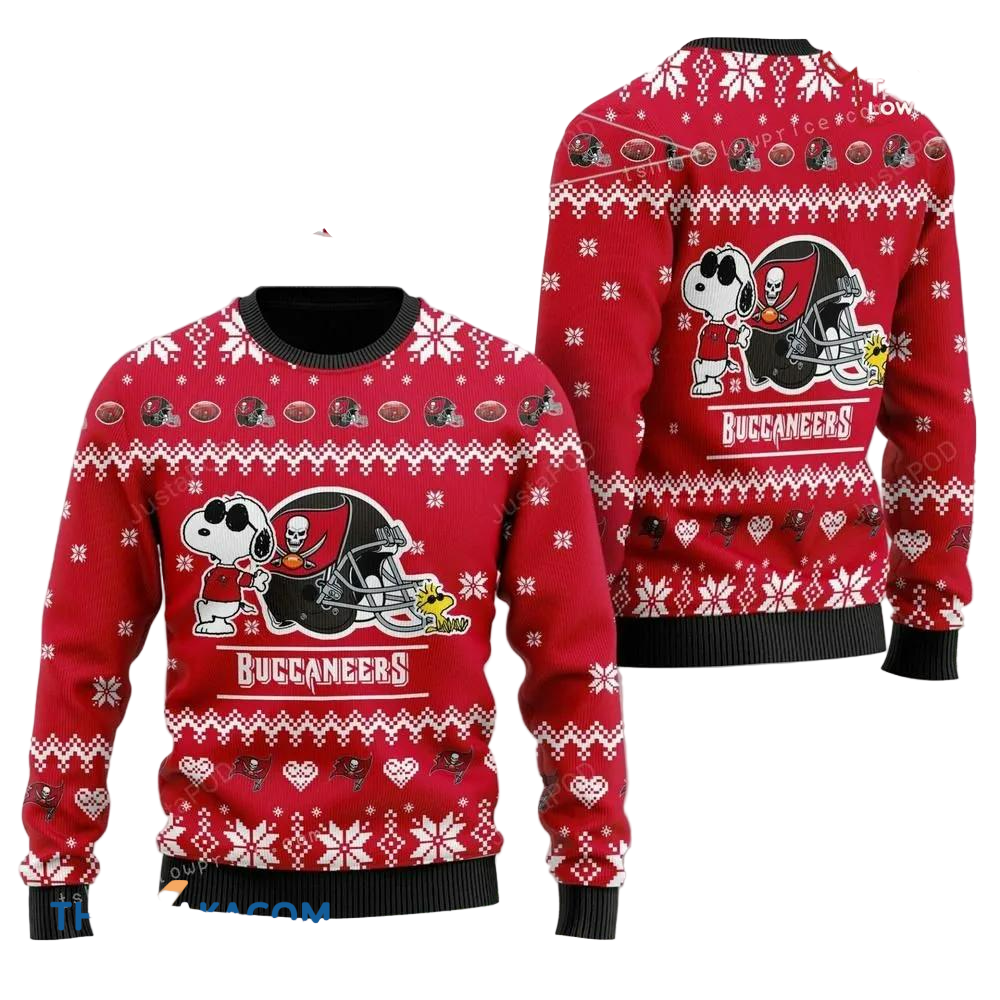 Ugly Christmas Sweater Tampa-Bay-Buccaneers, Graphic Dog Red/White