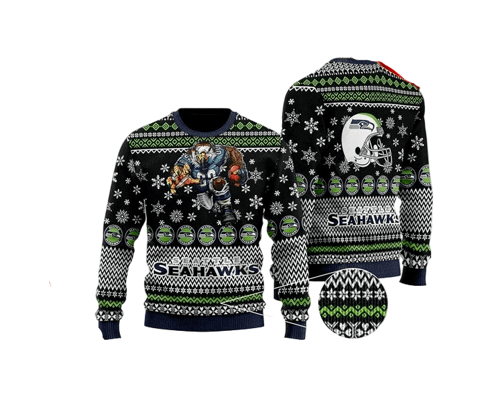 Ugly Christmas Sweater Seattle-Seahawks, Emerald City Black/Green/White