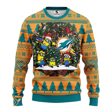 Ugly Christmas Sweater Miamidolphins, Minion Green/Orange