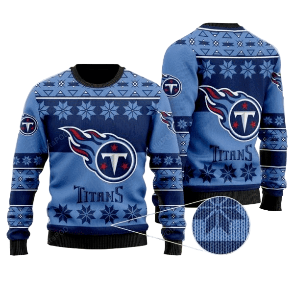 Ugly Christmas Sweater Tennessee-Titans, Titan Up! Blue