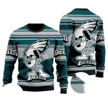 Ugly Christmas Sweater Philadelphia-Eagles, Graphics Dog Green/Grey