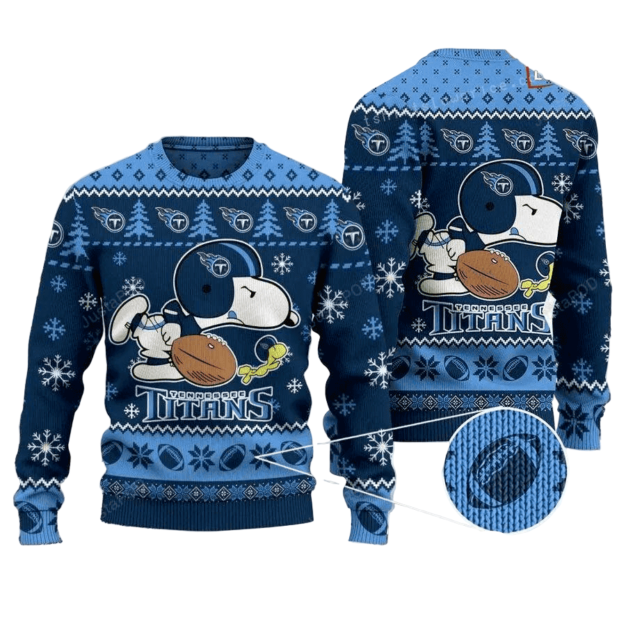 Ugly Christmas Sweater Tennessee-Titans, Graphic Dog Dark Blue
