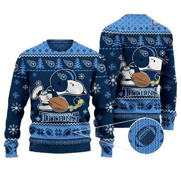 Ugly Christmas Sweater Tennessee-Titans, Graphic Dog Dark Blue