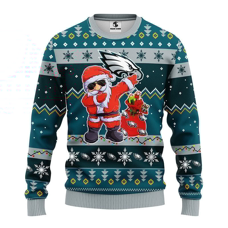 Philadelphia Eagles Dabbing Santa Claus Ugly Christmas Sweater BGSWT178