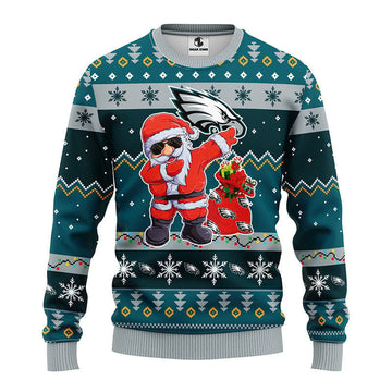 Philadelphia Eagles Dabbing Santa Claus Ugly Christmas Sweater BGSWT178