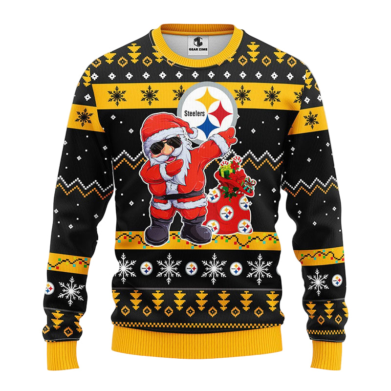 Pittsburgh Steelers Dabbing Santa Claus Ugly Christmas Sweater BGSWT179
