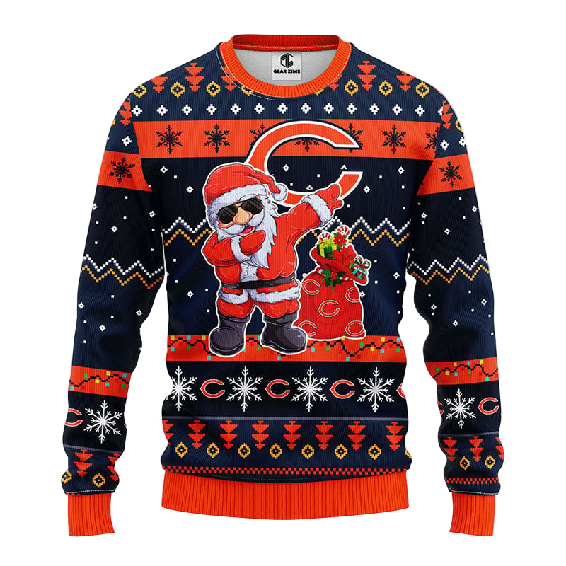 Chicago Bears Dabbing Santa Claus Ugly Christmas Sweater BGSWT161