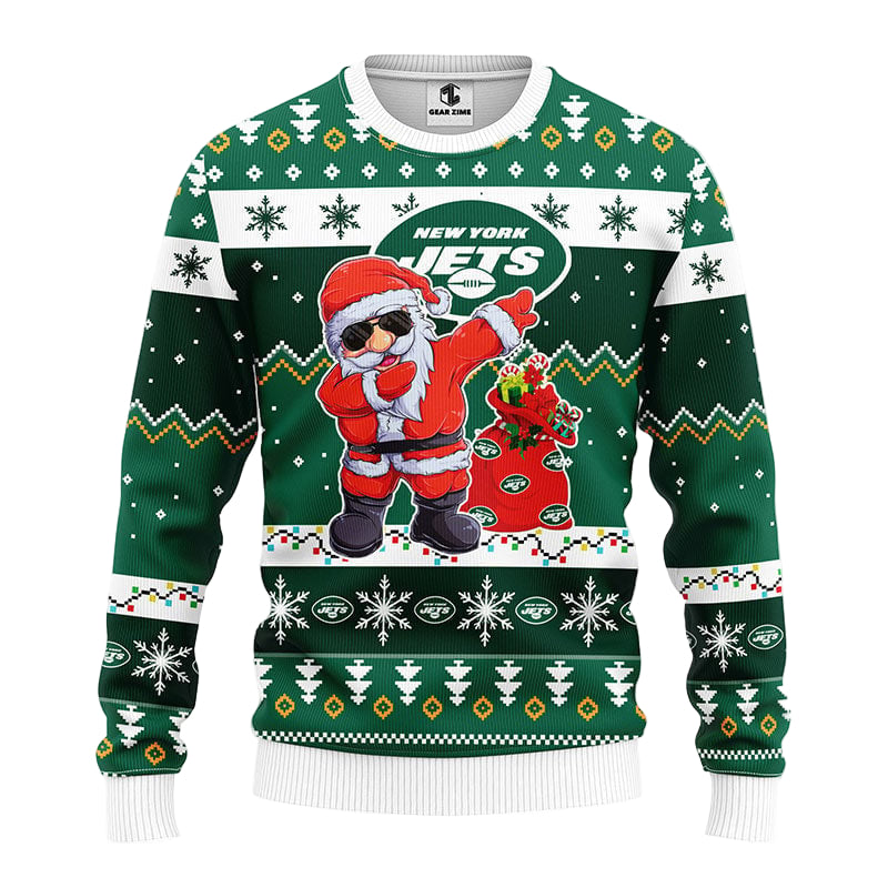 New York Jets Dabbing Santa Claus Ugly Christmas Sweater BGSWT177