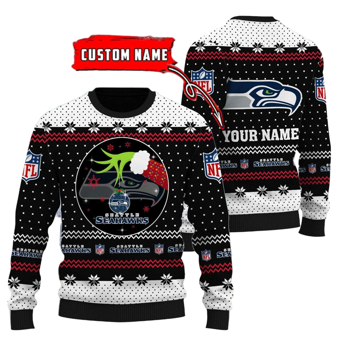 Seattle Seahawks Personalized Woolen Sweater BG63