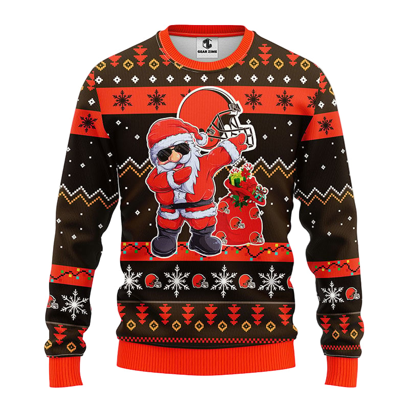 Cleveland Browns Dabbing Santa Claus Ugly Christmas Sweater BGSWT163