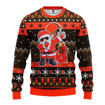 Cleveland Browns Dabbing Santa Claus Ugly Christmas Sweater BGSWT163