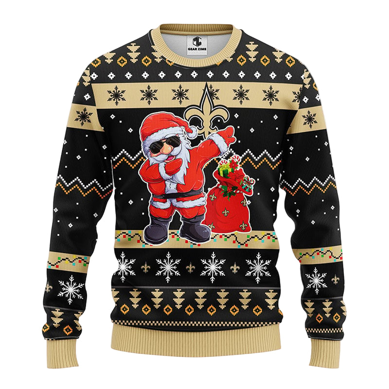 New Orleans Saints Dabbing Santa Claus Ugly Christmas Sweater BGSWT175