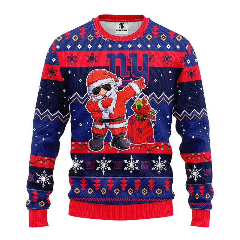 New York Giants Dabbing Santa Claus Ugly Christmas Sweater BGSWT176