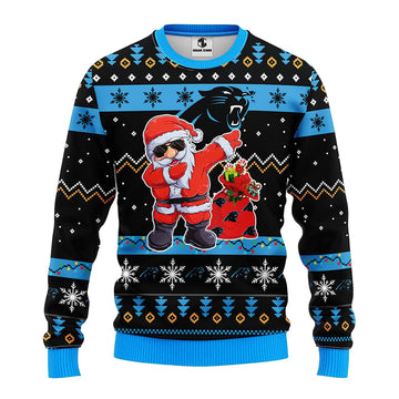 Carolina Panthers Dabbing Santa Claus Ugly Christmas Sweater BGSWT160