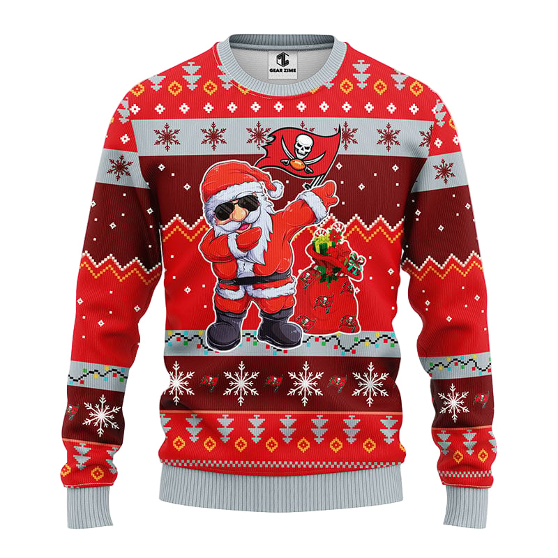 Tampa Bay Buccaneers Dabbing Santa Claus Ugly Christmas Sweater BGSWT182