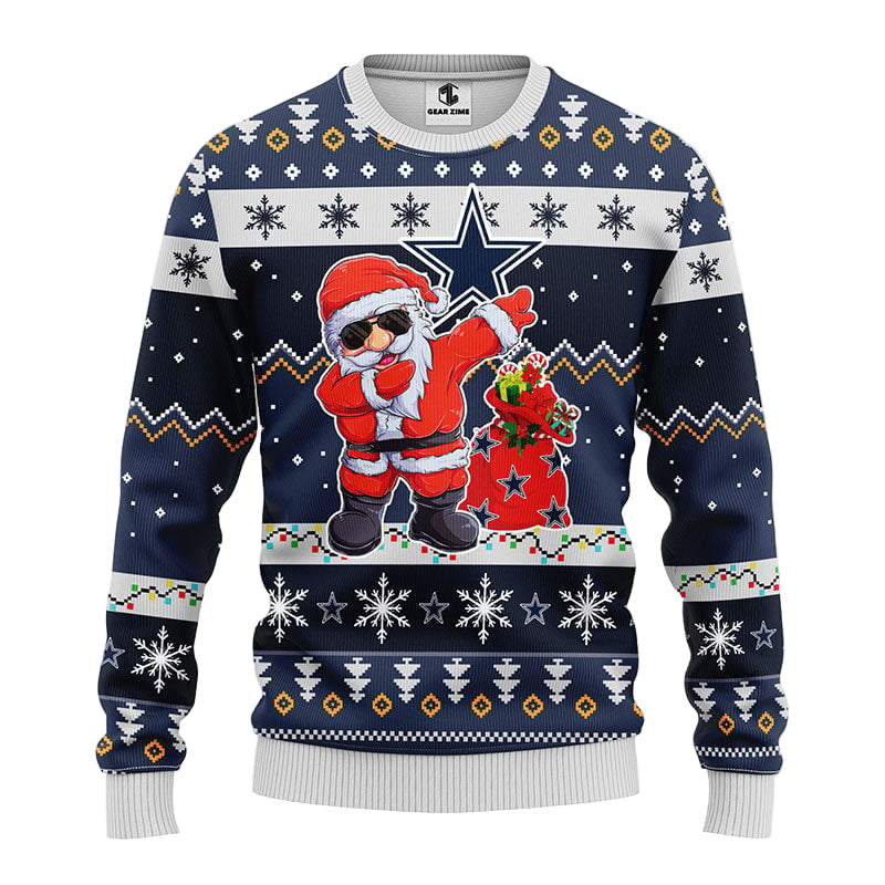 Dallas Cowboys Dabbing Santa Claus Ugly Christmas Sweater BGSWT164