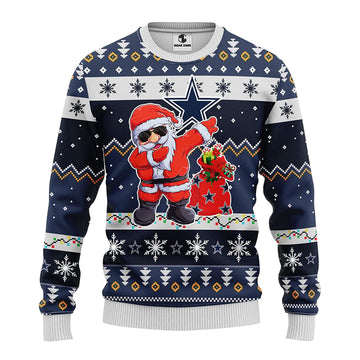 Dallas Cowboys Dabbing Santa Claus Ugly Christmas Sweater BGSWT164