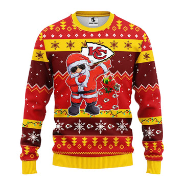 Kansas City Chiefs Dabbing Santa Claus Ugly Christmas Sweater BGSWT170