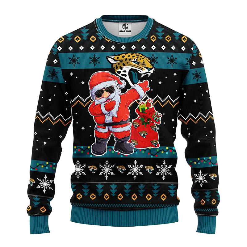 Jacksonville Jaguars Dabbing Santa Claus Ugly Christmas Sweater BGSWT169