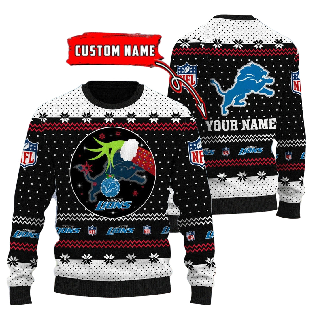 Detroit Lions Personalized Woolen Sweater BG45
