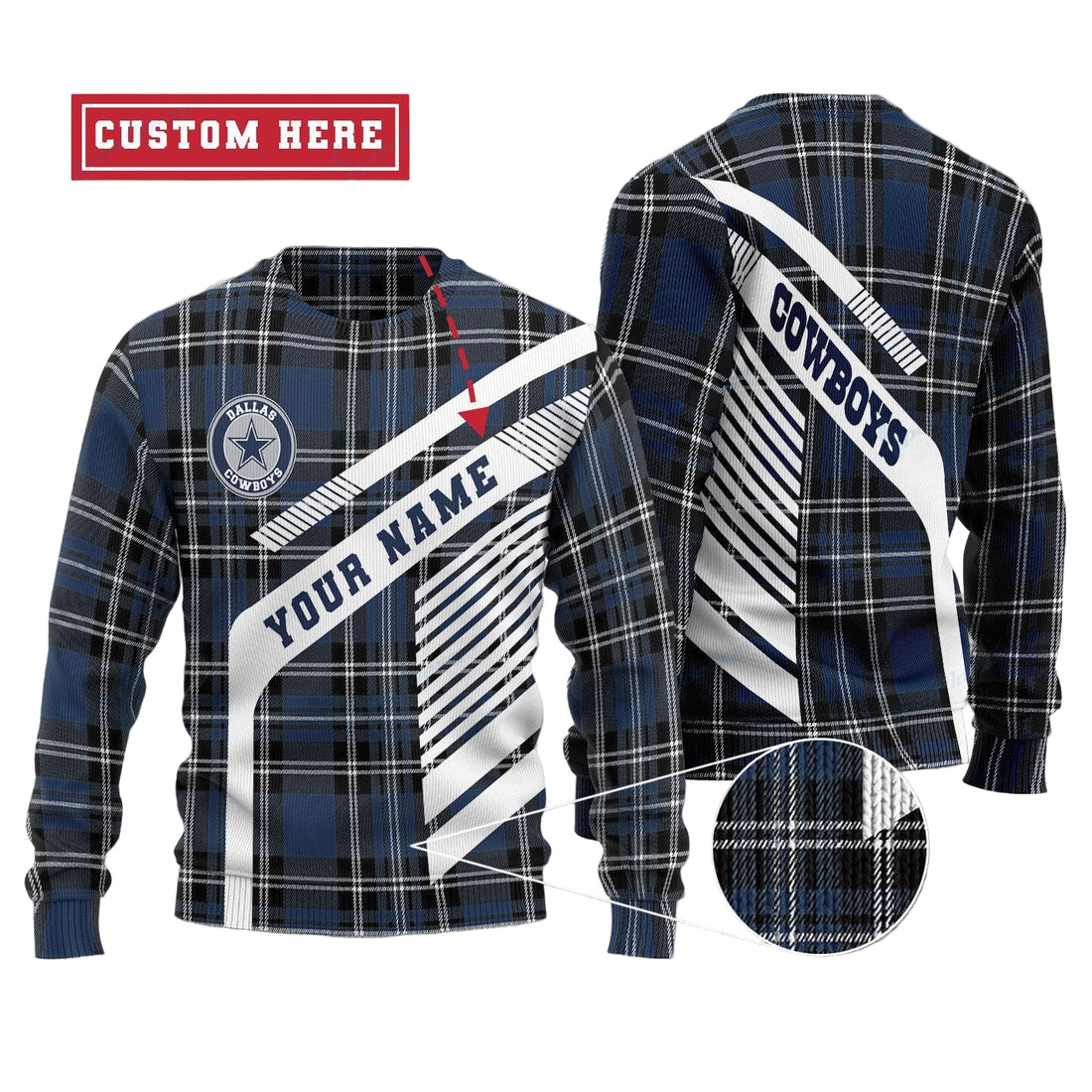 Dallas Cowboys Personalized Woolen Sweater BG12