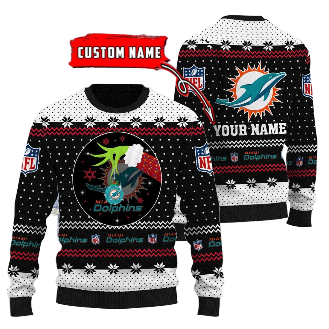 Miami Dolphins Personalized Woolen Sweater BG51