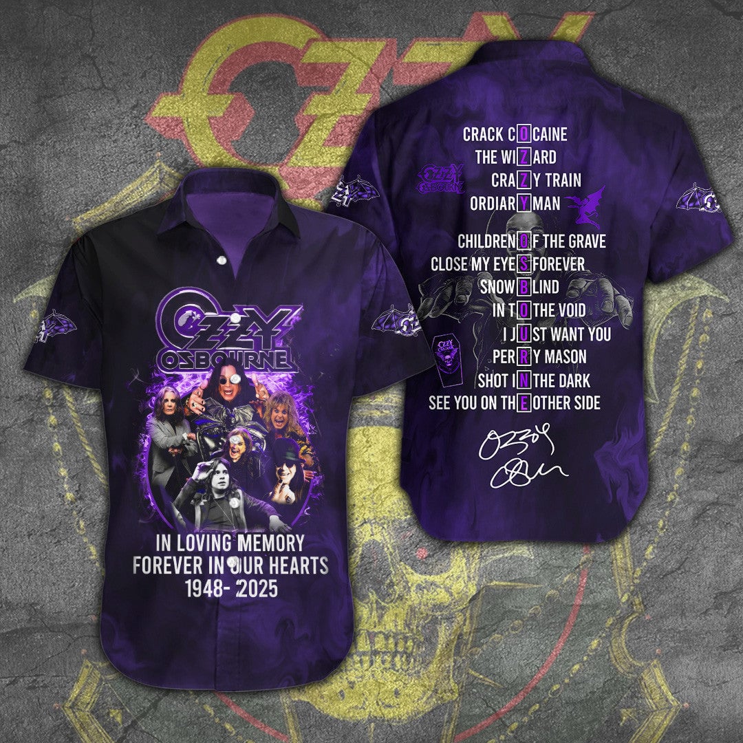 RIP Ozzy Osbourne Hawaiian Shirt In Loving Memory Forever In Our Hearts Shirt Gifts For Fans -WearandDecor