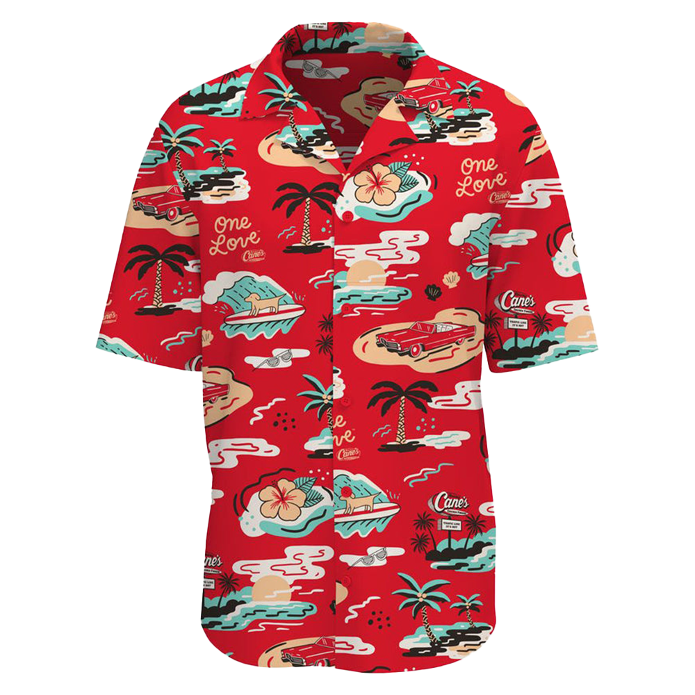 Canes Merch Raising Cane's Hawaiian Shirt Aloha Button Down Shirt Best Father's Day Gifts -WearandDecor