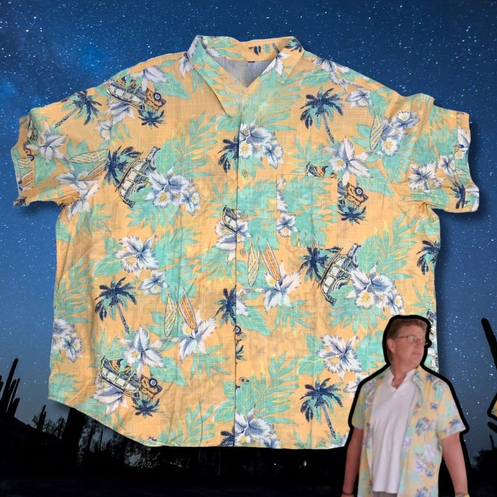 Izod Saltwater Dockside Chambray Floral Hawaiian Shirt Best Father's Day Gifts For Dad -WearandDecor