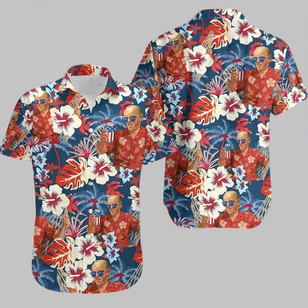 Trump 4th Of July Hawaiian Shirt President Donald Trump 2025 45-47 Merch Aloha Shirt Dad Gifts -WearandDecor