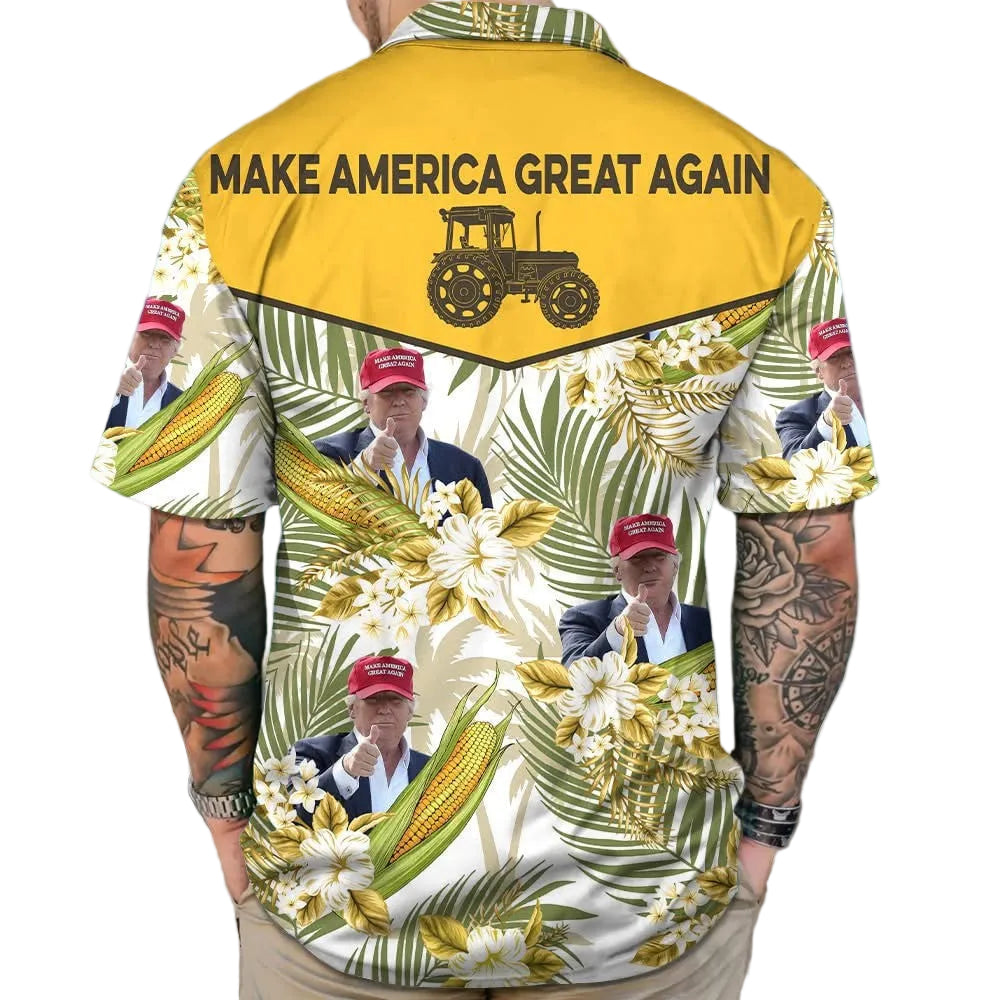 Trump 2025 Make Tractor Great Again Hawaiian Shirt MAGA Merch Gifts For Farmers -WearandDecor