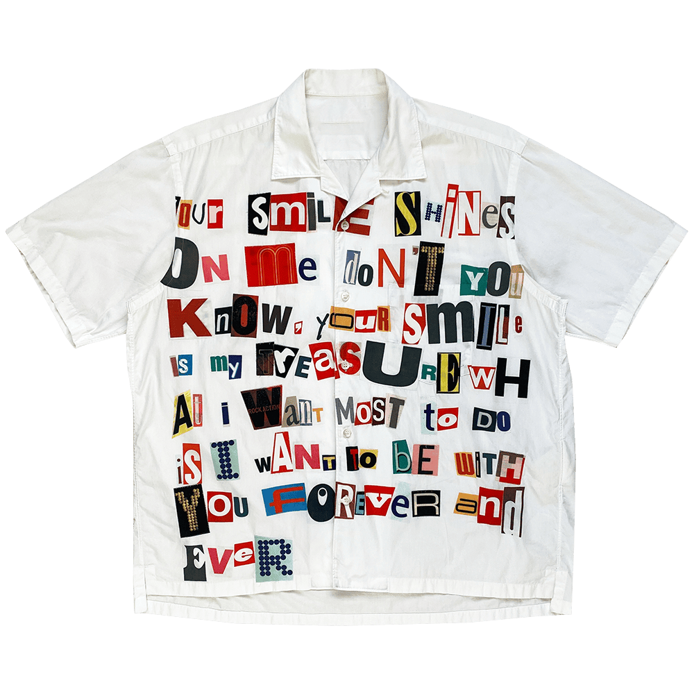 Junya Watanabe Poem Hawaiian Shirt Junya Watanabe Ransom Note Poem Shirt Gifts For Fans -WearandDecor