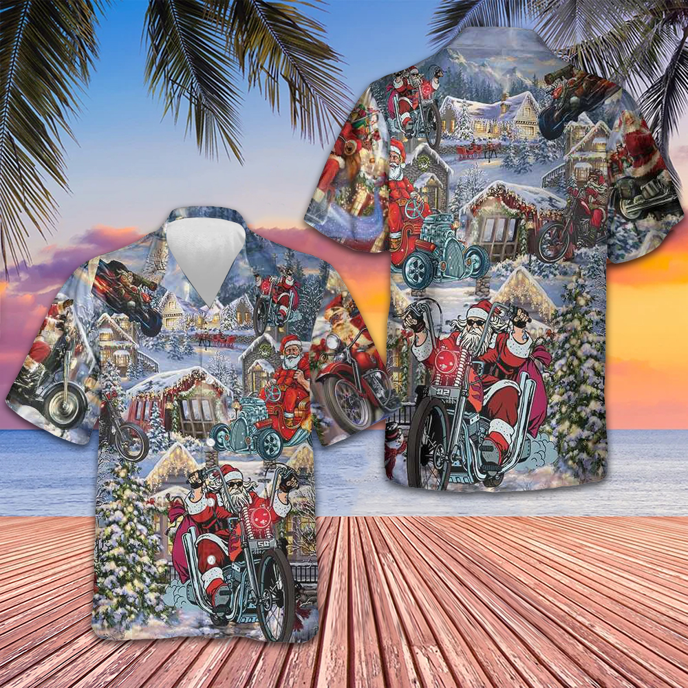 Christmas Santa Claus Racing Hawaiian Shirt 2024 Xmas Unique Shirt Gifts For Him -WearandDecor