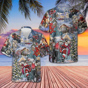 Christmas Santa Claus Racing Hawaiian Shirt 2024 Xmas Unique Shirt Gifts For Him -WearandDecor