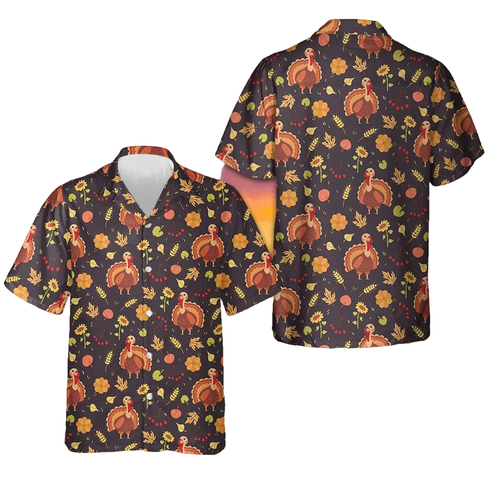 Turkey And Harvest Hawaiian Shirt 2024 Thanksgiving Gobble Shirt Gifts For Family -WearandDecor