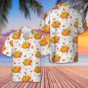 Thanksgiving Fall Leaves And Pumpkins Hawaiian Shirt Thanksgiving 2024 Shirts Gifts For Him -WearandDecor