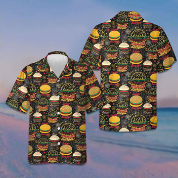 Floral Tasty Burgers Hawaiian Shirt Summer Short Sleeve Shirts Gifts For Burger Lovers -WearandDecor