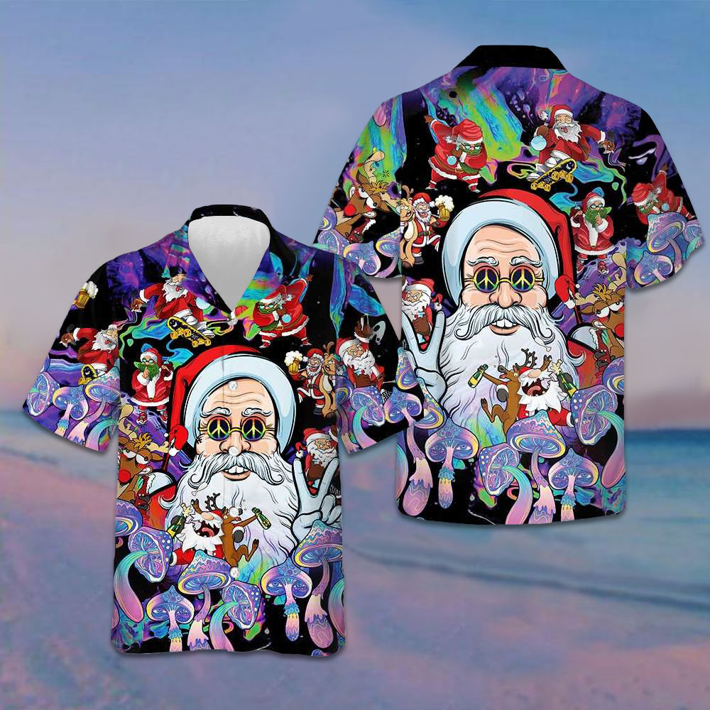 Christmas Hippie Santa Claus Hawaiian Shirt Santa Claus Shirt Best Gifts For Christmas -WearandDecor