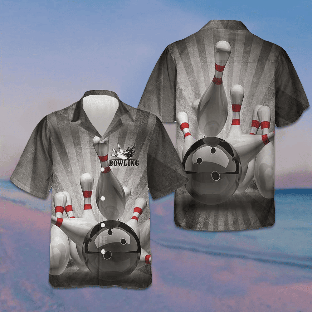 Strike Bowling Ball Hawaiian Shirt Cool Button Up Shirt Gifts For Bowlers -WearandDecor